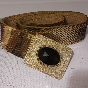 Vintage Gold  Scale Buckle Stretchy Belt